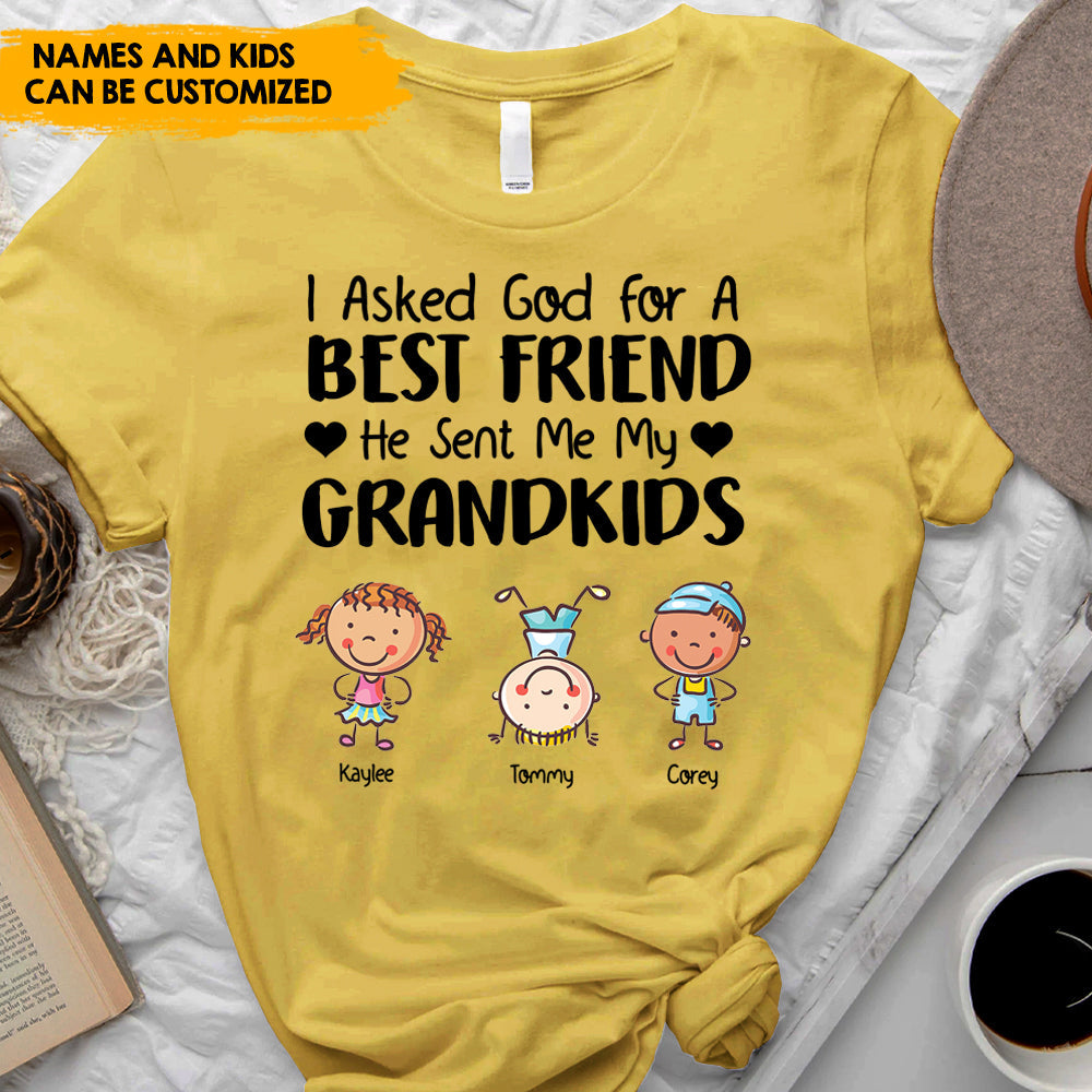 God Sent Me My Grandkids, Mother's Day Gift - Personalized T-Shirt