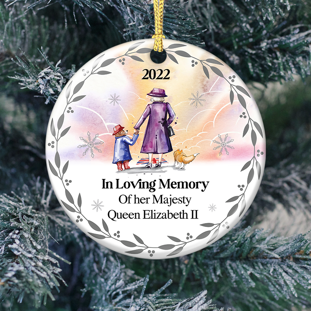 Custom 2022 Queen Elizabeth II Memorial Ceramic Ornament, Christmas Gift YHN-YEN