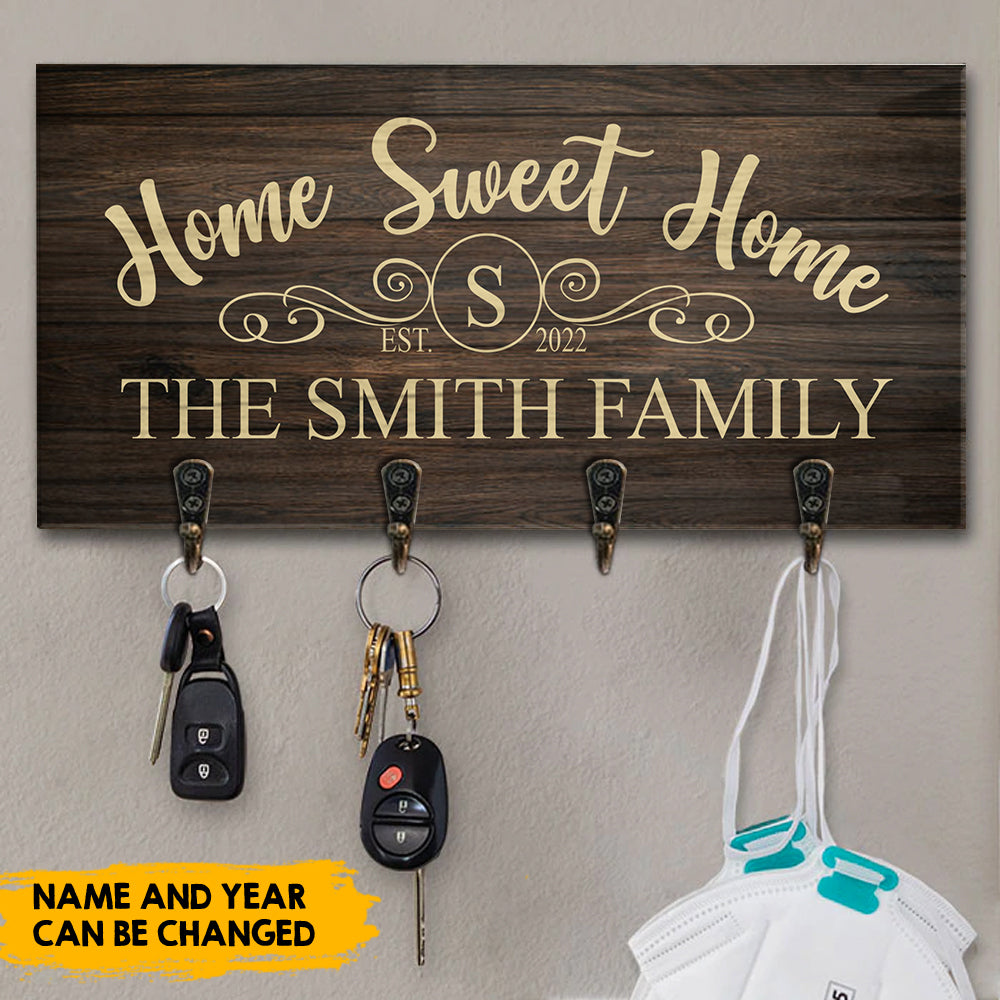 Home Sweet Home - Custom Key Hanger with Family Name