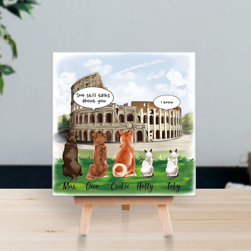 Personalized Pet Memorial Square Stone Album-Dog Cat Loss Gifts-Pet Bereavement Gift-DOG & CAT-Colosseum - Jonxifon