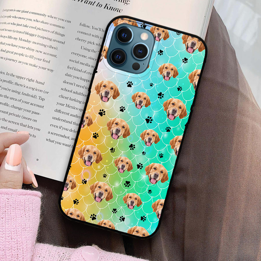 Custom Pet Photo Mermaid Pattern Silicone Phone Case, Gift For Dog Cat Lovers