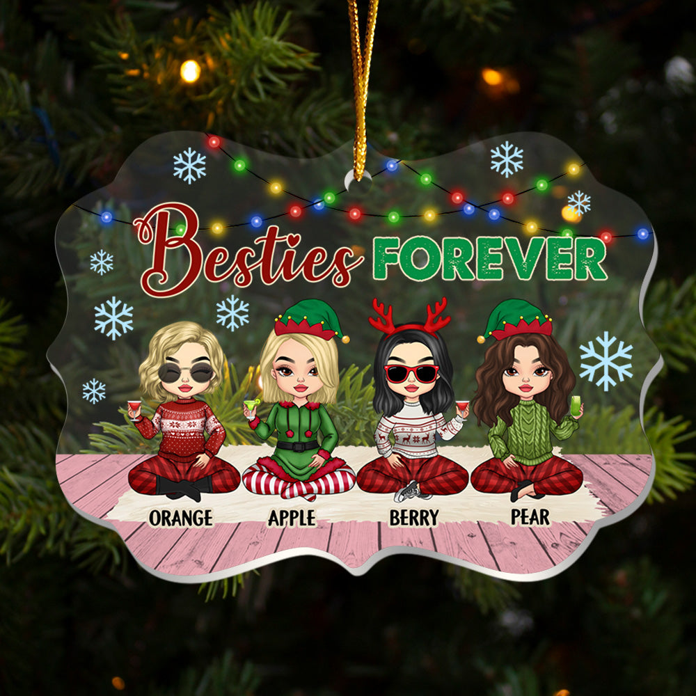 Personalized Besties Friends Sisters Forever Acrylic Ornament, Customized Holiday Ornament CHI-YEN