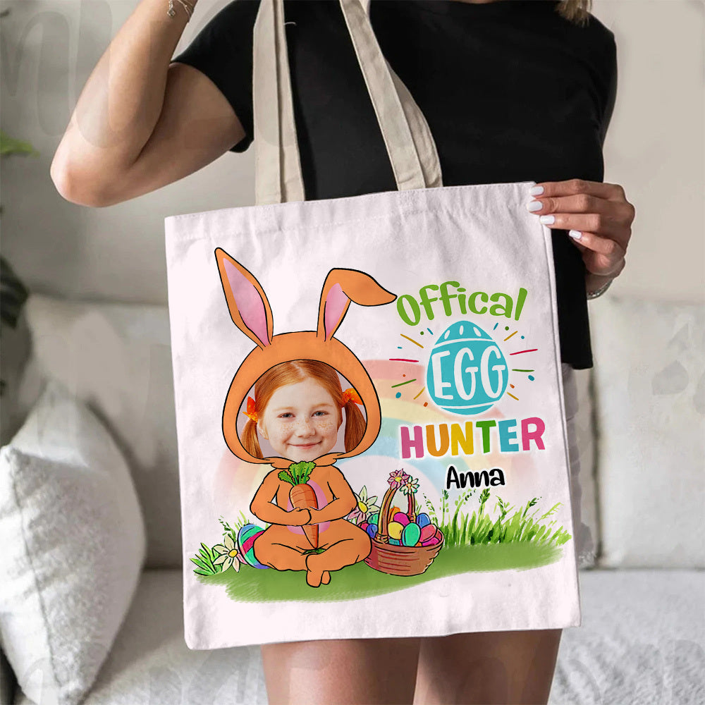 Personalized Easter Custom Face Kid Tote Bag, Gift For Grandchild Mom Grandma JonxiFon