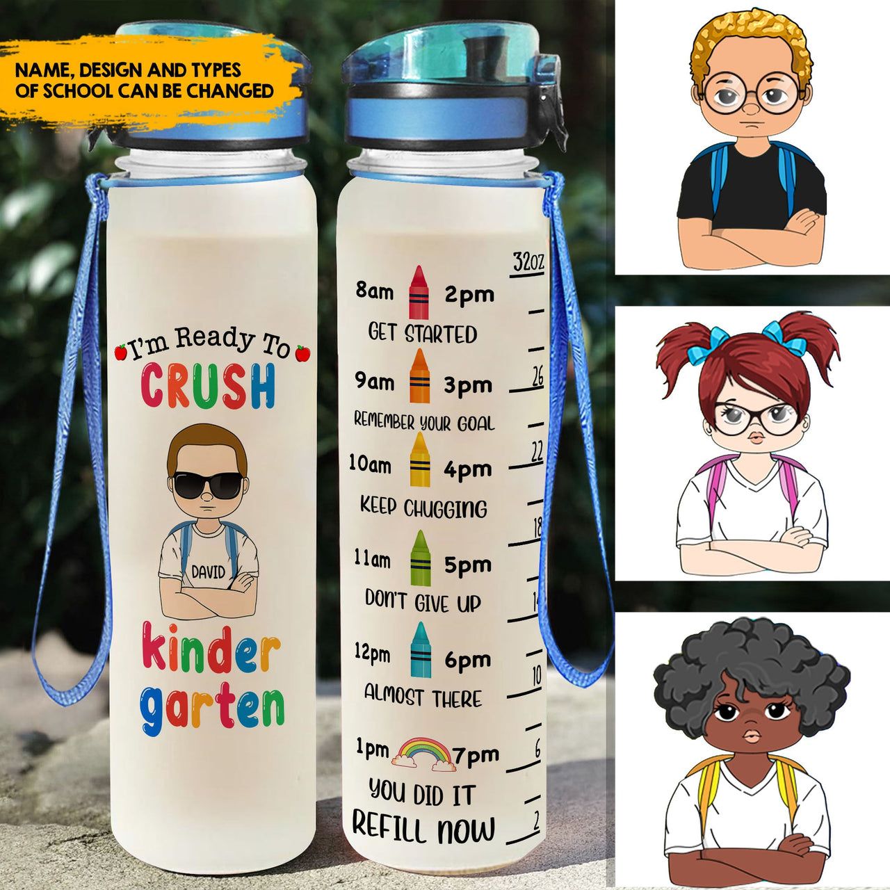 DIY Ready To Crush Water Tracker Bottle, Gift For Kids Back To School