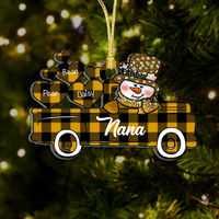 Thumbnail for Personalized Christmas Truck Heart Grandkids Printed Acrylic Ornament, Christmas Gift For Grandma