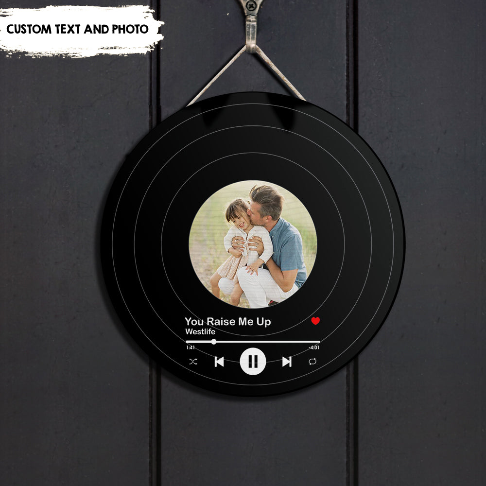 Father's day Personalized Record - Personalized Round Wooden Door