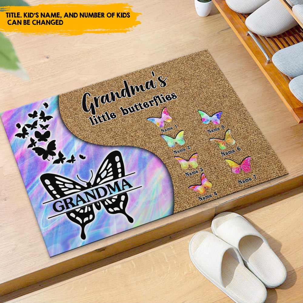 Grandma's Little Butterflies - Personalized Hologram Doormat, Mother's Day