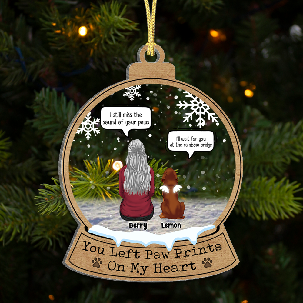 You Left Paw Prints On My Heart Personalized Dog Memorial Printed Acrylic Ornament, Sympathy Gift CHI-YEN