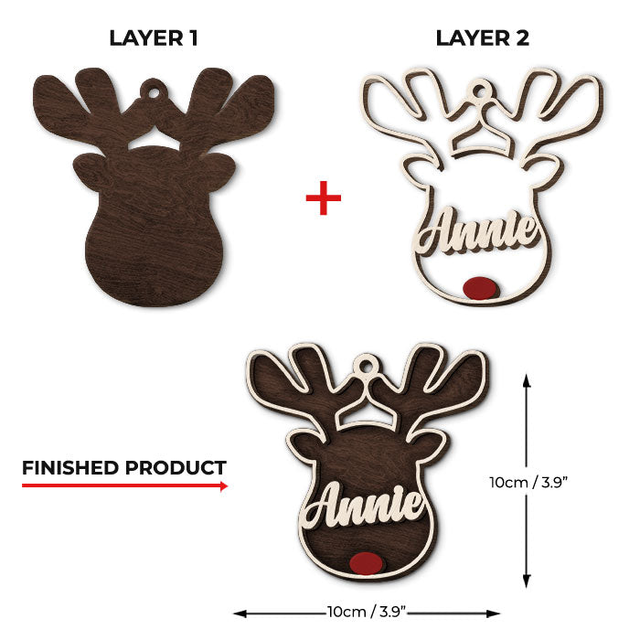 Reindeer Christmas - Personalized Shaped Ornament - Christmas Gift DUNG-DIEP