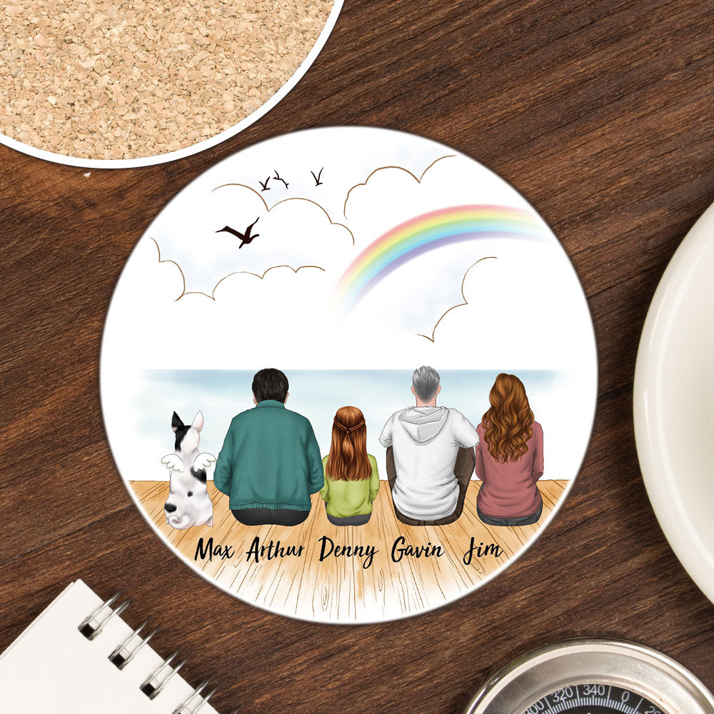 Family Circle Stone Coasters Gifts For The Whole Family - Beach & Wooden Dock - Jonxifon