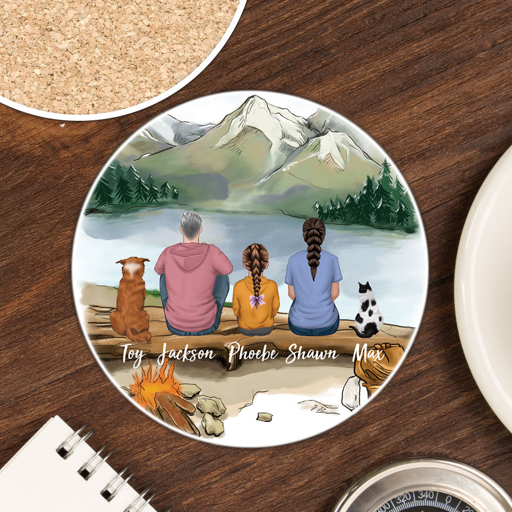 Family Circle Stone Coasters Gifts For The Whole Family - Hiking - Jonxifon