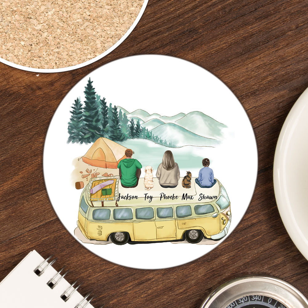 Family Circle Stone Coasters Gifts For The Whole Family - Camping - Jonxifon