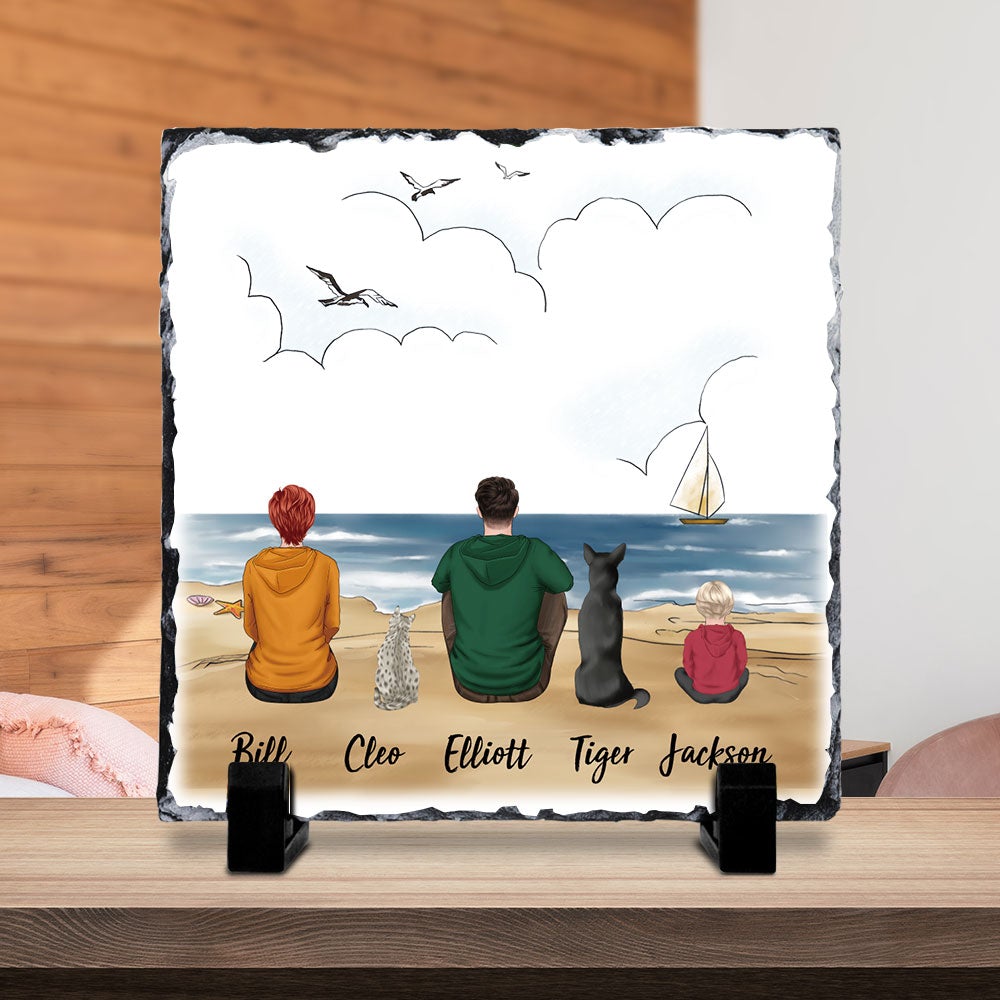 Personalized Family Slate Photo - Beach & Wooden Dock - Jonxifon