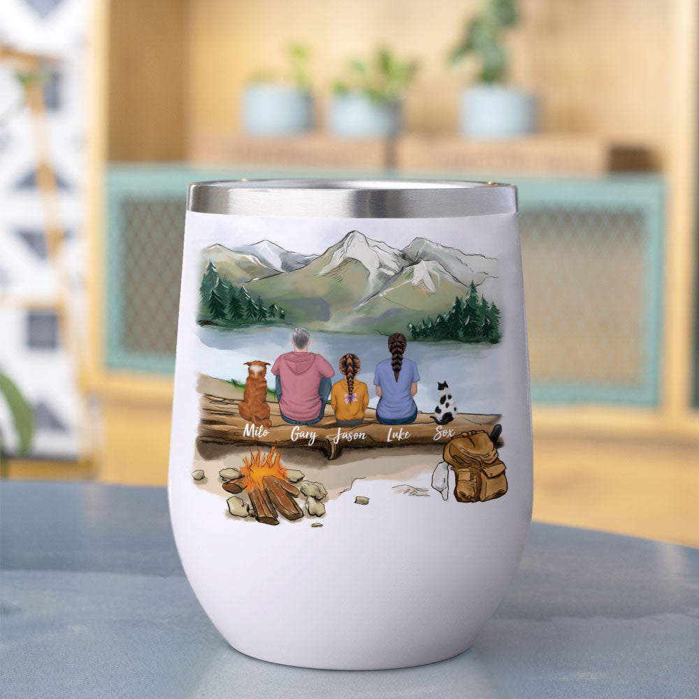 Hiking With Family 12oz Tumbler - Family Gift, Gift For Campers - Jonxifon