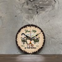 Thumbnail for Personalized Camping Couple And The Dogs Wall Wooden Clock, Gift For Dog Lovers CHI-THUY