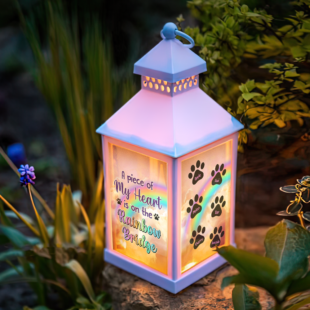 Personalized Dog Cat Memorial Rainbow Bridge Lantern, Sympathy Gift For Pet Lovers