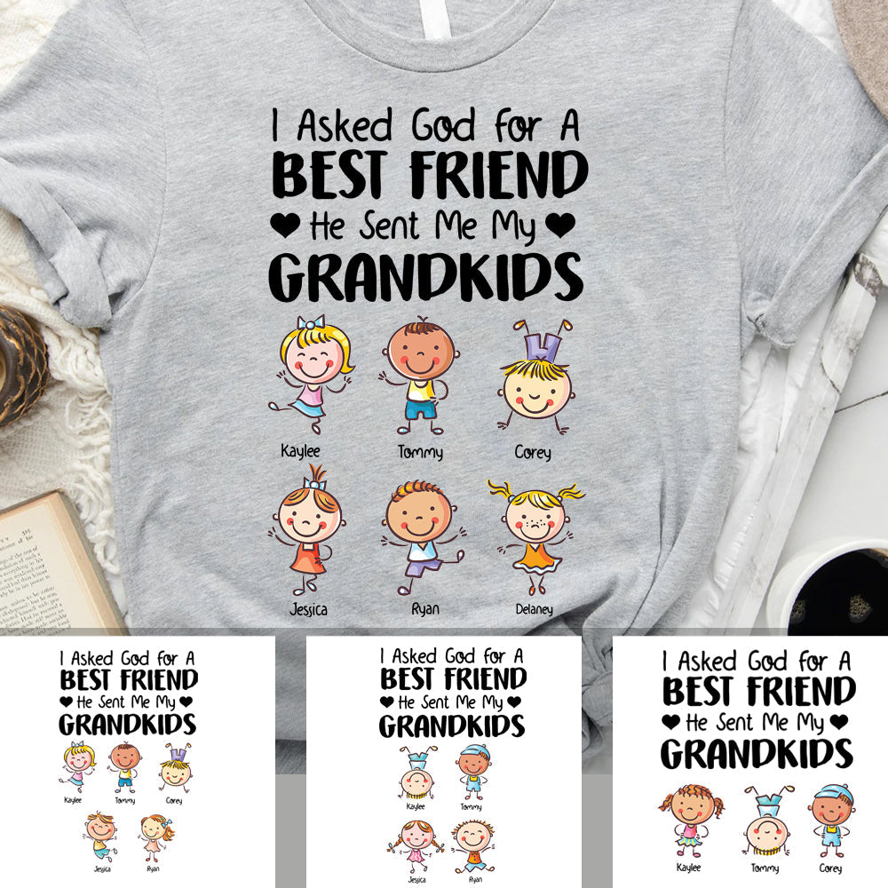 God Sent Me My Grandkids, Mother's Day Gift - Personalized T-Shirt