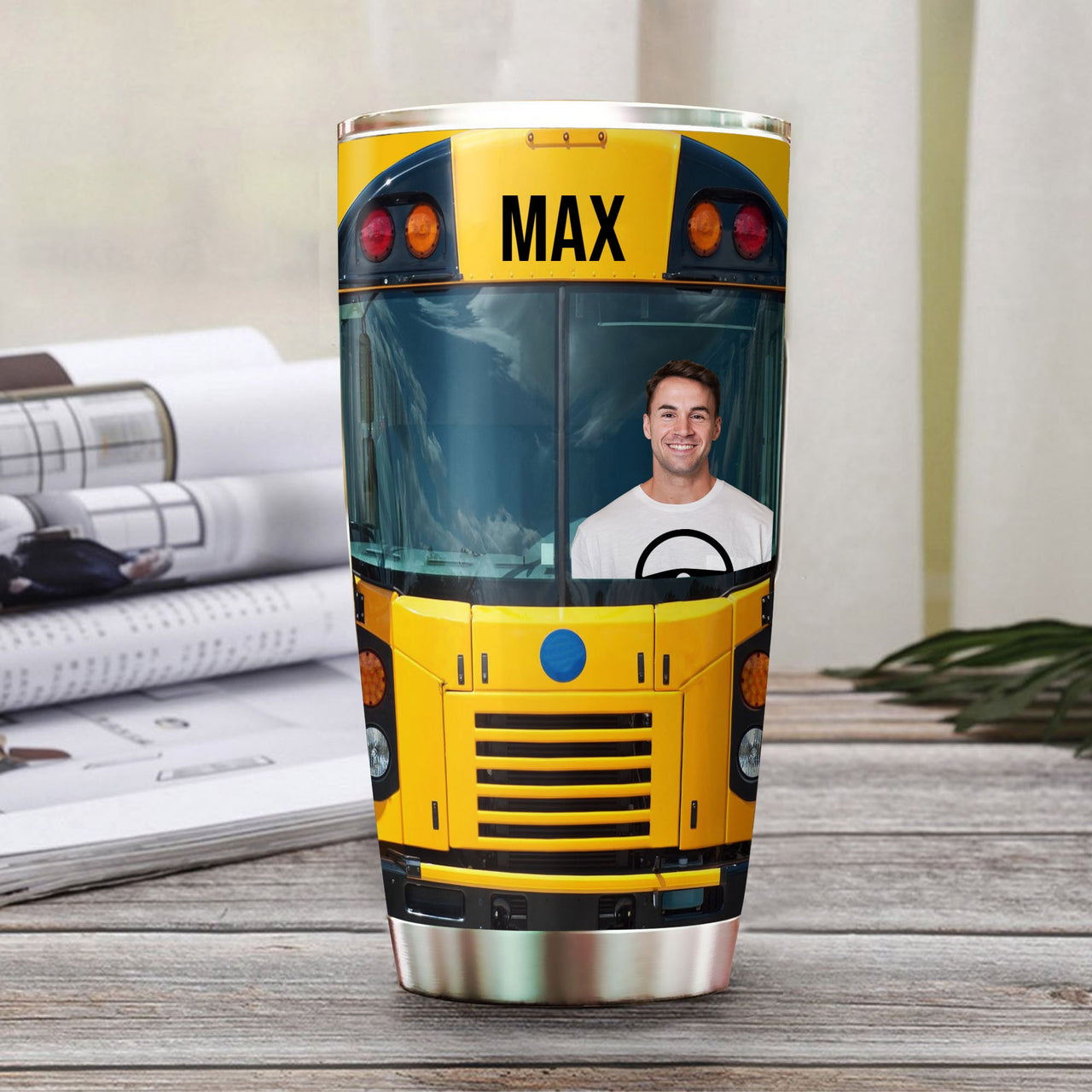 Custom Photo Bus Driver Tumbler, Gift For Bus Driver