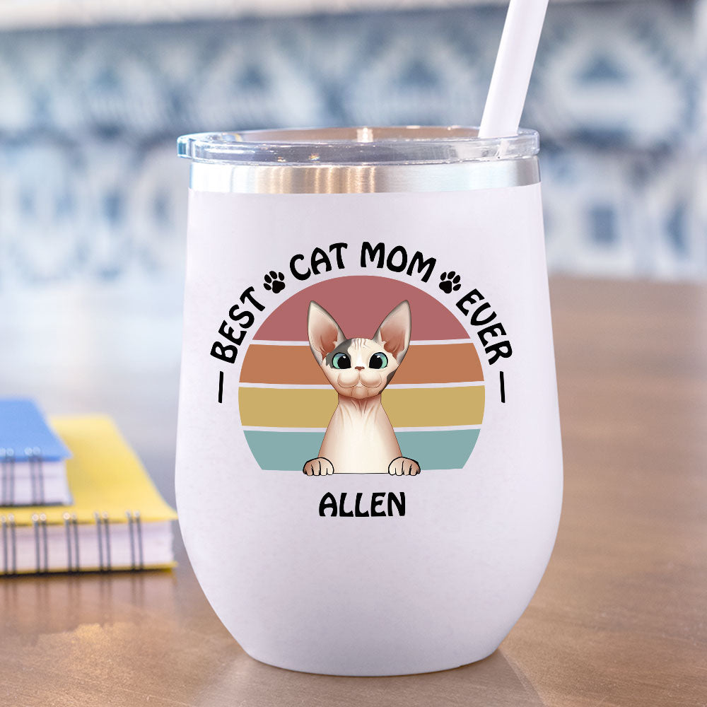 Best Cat Mom Ever 12oz Tumbler, Gift For Cat Mom - Jonxifon