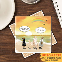 Thumbnail for Personalized Pet Memorial Square Stone Coasters-Dog Cat Loss Gifts-Pet Bereavement Gift-DOG & CAT-Sunset - Jonxifon