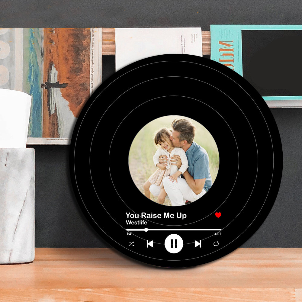 Father's day Personalized Record - Personalized Round Wooden Door