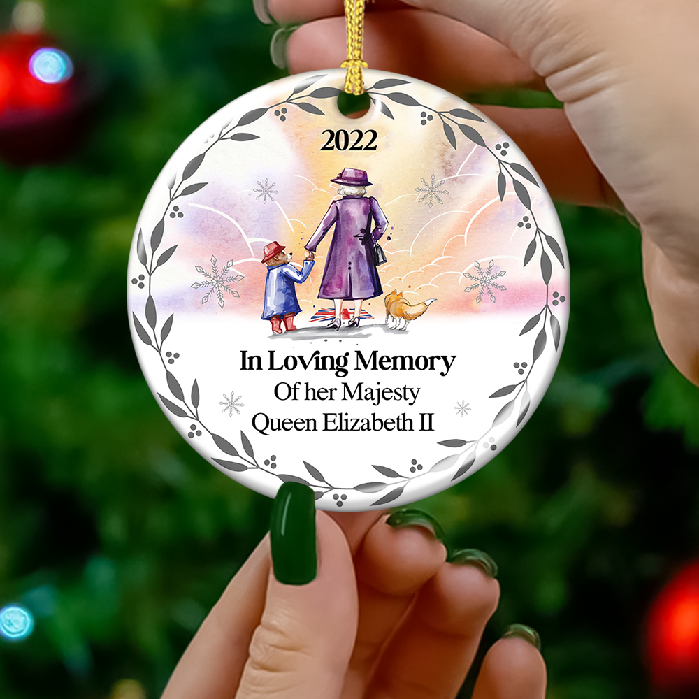 Custom 2022 Queen Elizabeth II Memorial Ceramic Ornament, Christmas Gift YHN-YEN