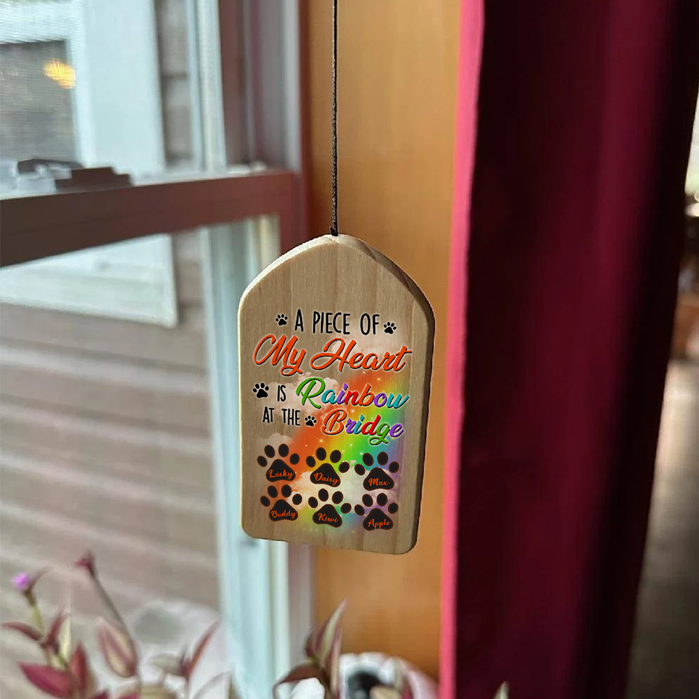 Personalized My Heart At The Rainbow Memorial Wind Chime, Sympathy Gift CHI-YEN