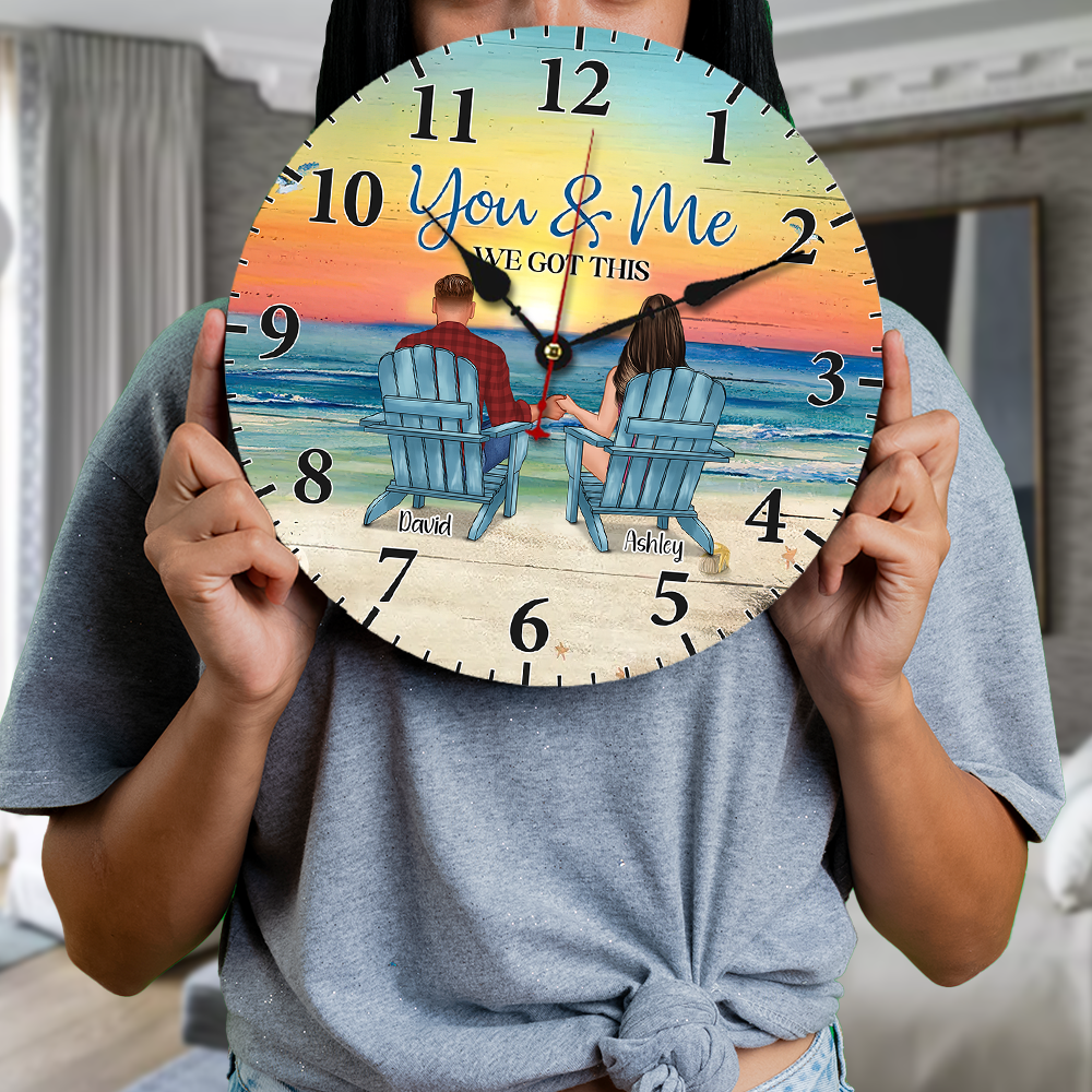 Personalized You & Me We Got This Couple Wooden Clock, Anniversary Gift For Couple