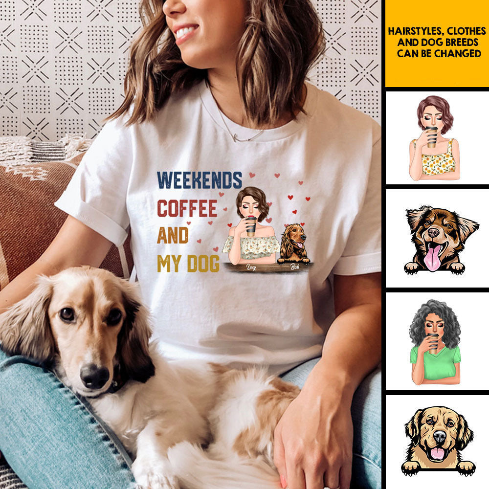 Weekends Coffee Dogs Tshirt, DIY Gift For Dog Lovers CustomCat