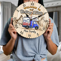 Thumbnail for Personalized Welcome To Our Rolling Estate Camping Couple Wall Wooden Clock, Gift For Camping Lovers CHI-YEN