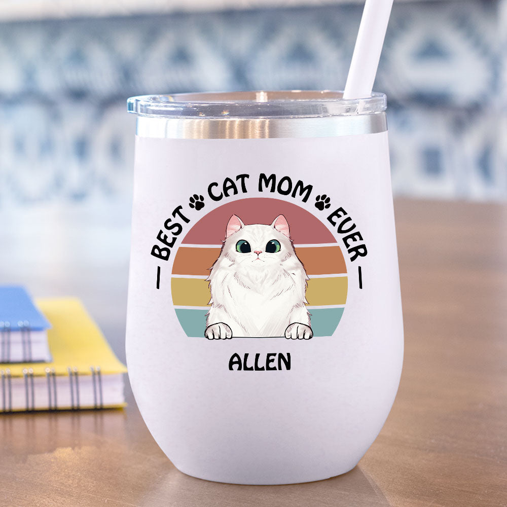 Best Cat Mom Ever 12oz Tumbler, Gift For Cat Mom - Jonxifon