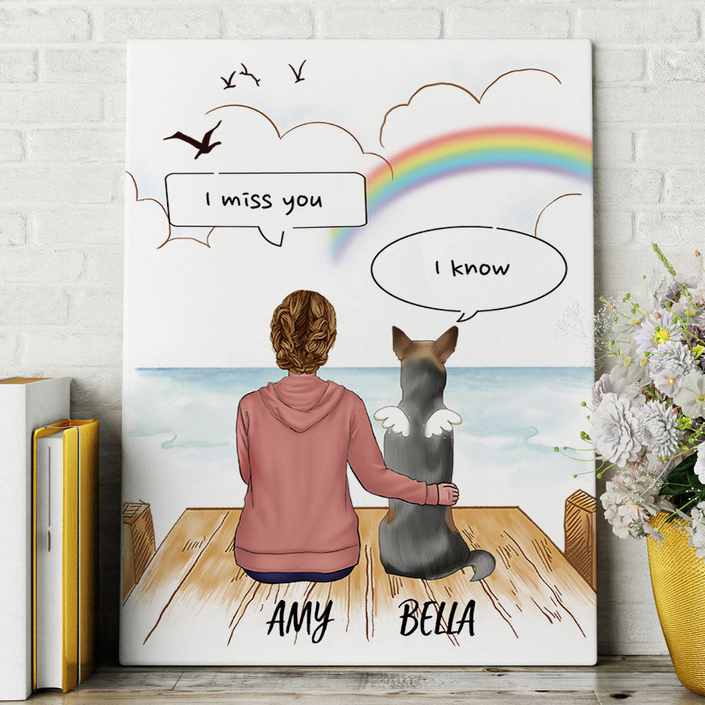 I Miss You Conversation - Wooden Dock Canvas Print Memorial Gifts For Dog Lovers - Jonxifon