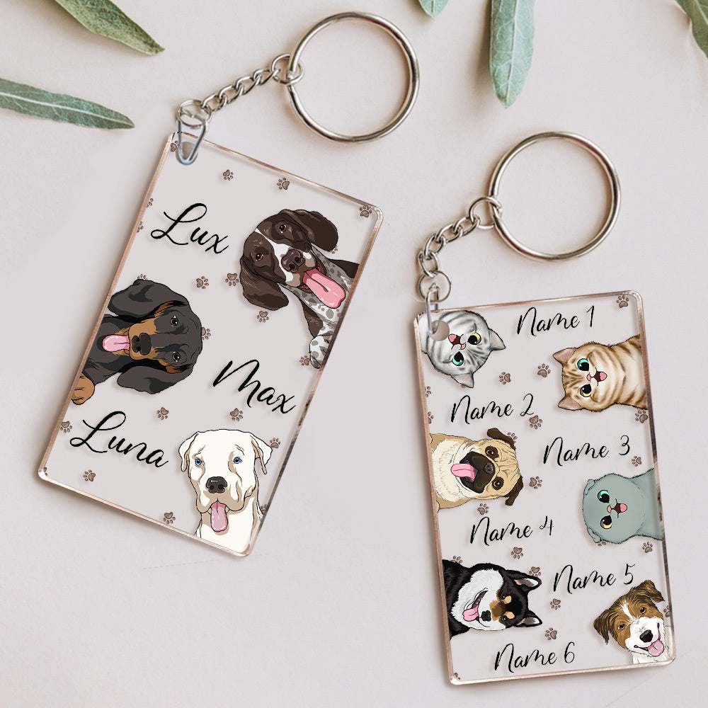 Personalized Cat Dog Acrylic Keychain, Gift For Pet Lovers