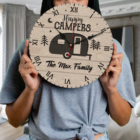 Thumbnail for Custom Happy Campers Camping Wall Wooden Clock, Gift For Camper YHN-YEN