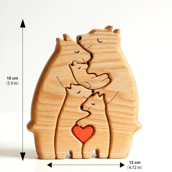 Personalized Wooden Bear Family Puzzle - Gift For Family - Handcrafted Room Decor