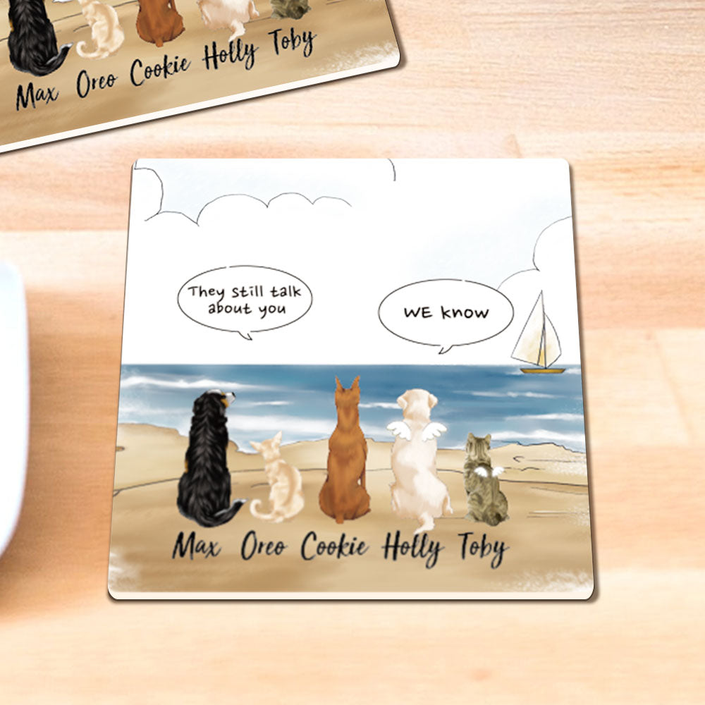 Personalized Pet Memorial Square Stone Coasters-Dog Cat Loss Gifts-Pet Bereavement Gift-DOG & CAT-Beach - Jonxifon