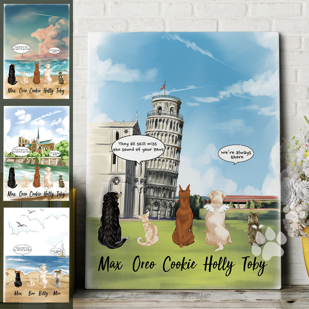 Canvas Pisa Tower Print, Fluffy Dog & Cat Memorial Gifts - Jonxifon