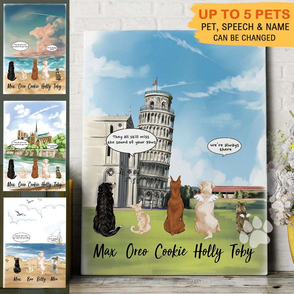 Canvas Pisa Tower Print, Fluffy Dog & Cat Memorial Gifts - Jonxifon