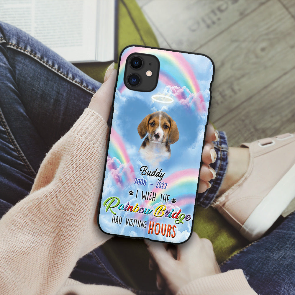 Personalized Photo Wish The Rainbow Bridge Had Visiting Hours Silicone Phone Case, Memorial Gift For Dog, Cat