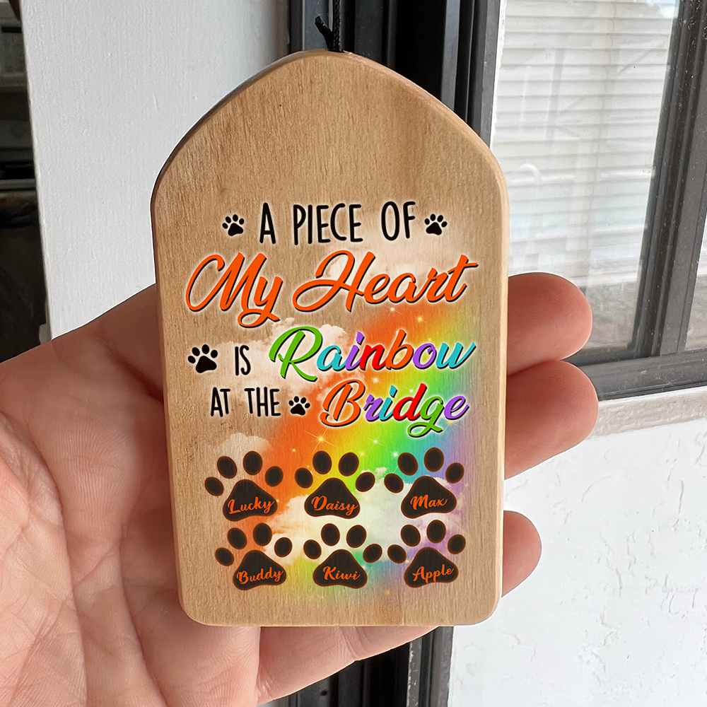 Personalized My Heart At The Rainbow Memorial Wind Chime, Sympathy Gift CHI-YEN