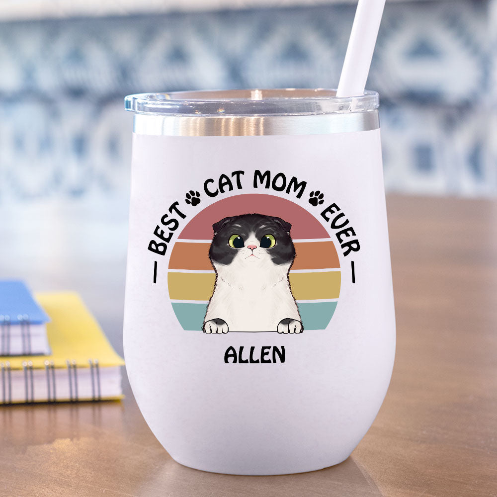 Best Cat Mom Ever 12oz Tumbler, Gift For Cat Mom - Jonxifon