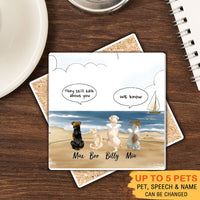 Thumbnail for Personalized Pet Memorial Square Stone Coasters-Dog Cat Loss Gifts-Pet Bereavement Gift-DOG & CAT-Beach - Jonxifon