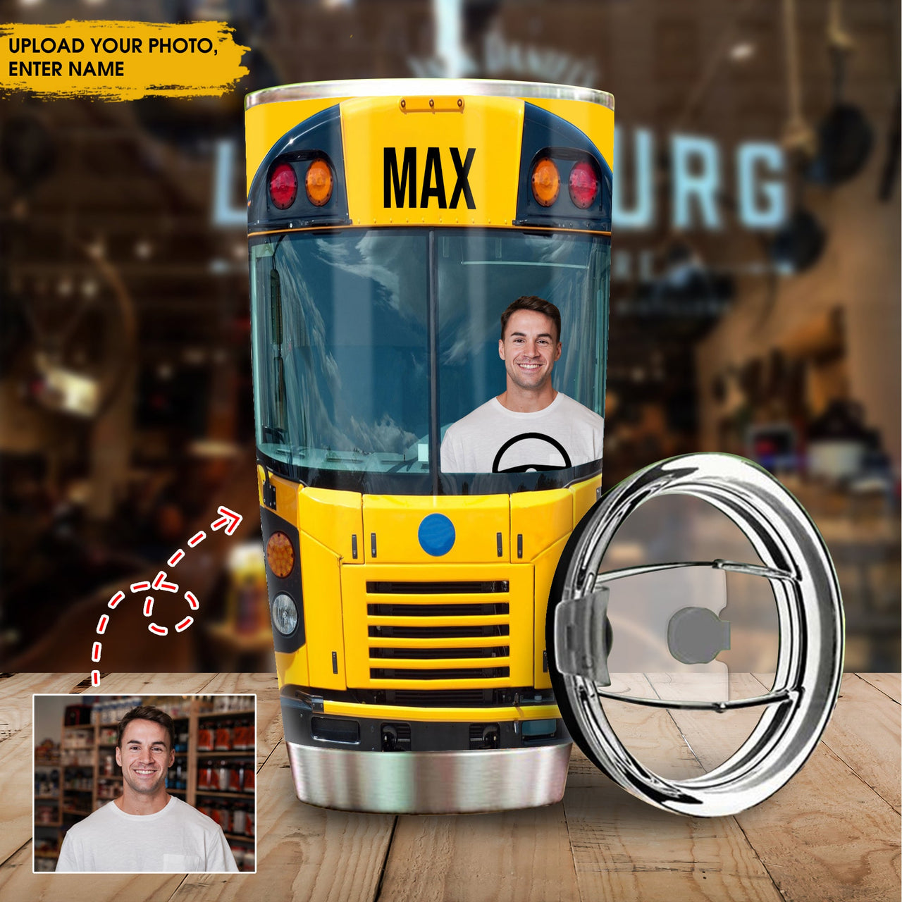 Custom Photo Bus Driver Tumbler, Gift For Bus Driver