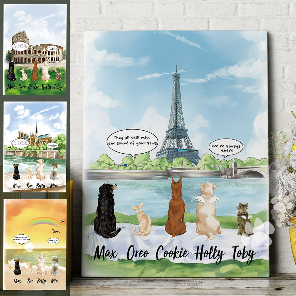 Canvas Eiffel Tower Print - Fluffy Dog & Cat Memorial Gifts - Jonxifon