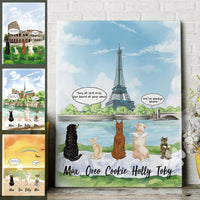 Thumbnail for Canvas Eiffel Tower Print - Fluffy Dog & Cat Memorial Gifts - Jonxifon