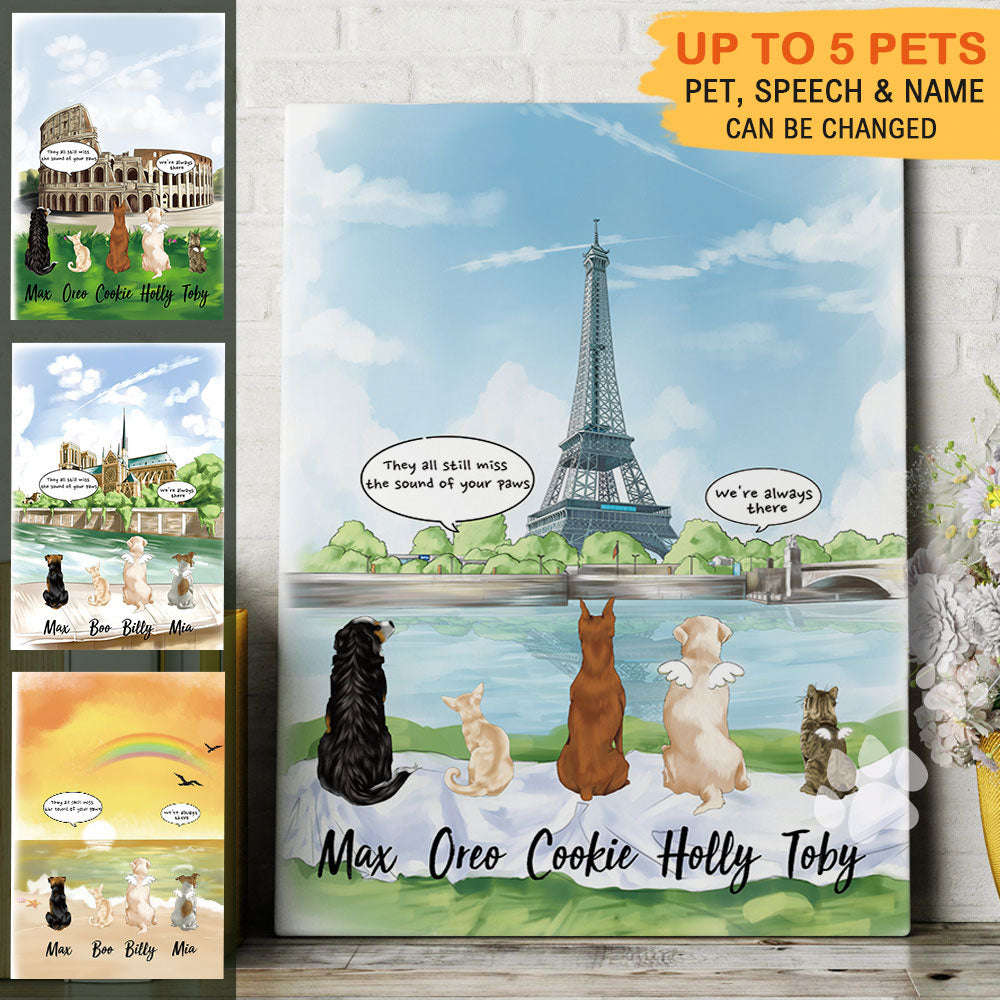 Canvas Eiffel Tower Print - Fluffy Dog & Cat Memorial Gifts - Jonxifon