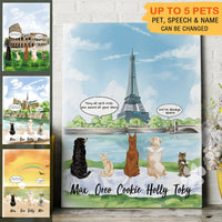 Thumbnail for Canvas Eiffel Tower Print - Fluffy Dog & Cat Memorial Gifts - Jonxifon