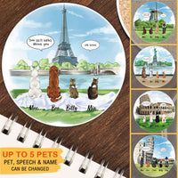 Thumbnail for Personalized Pet Memorial Circle Stone Coasters-Dog Cat Loss Gifts-Pet Bereavement Gift-DOG & CAT-Eiffel Tower - Jonxifon