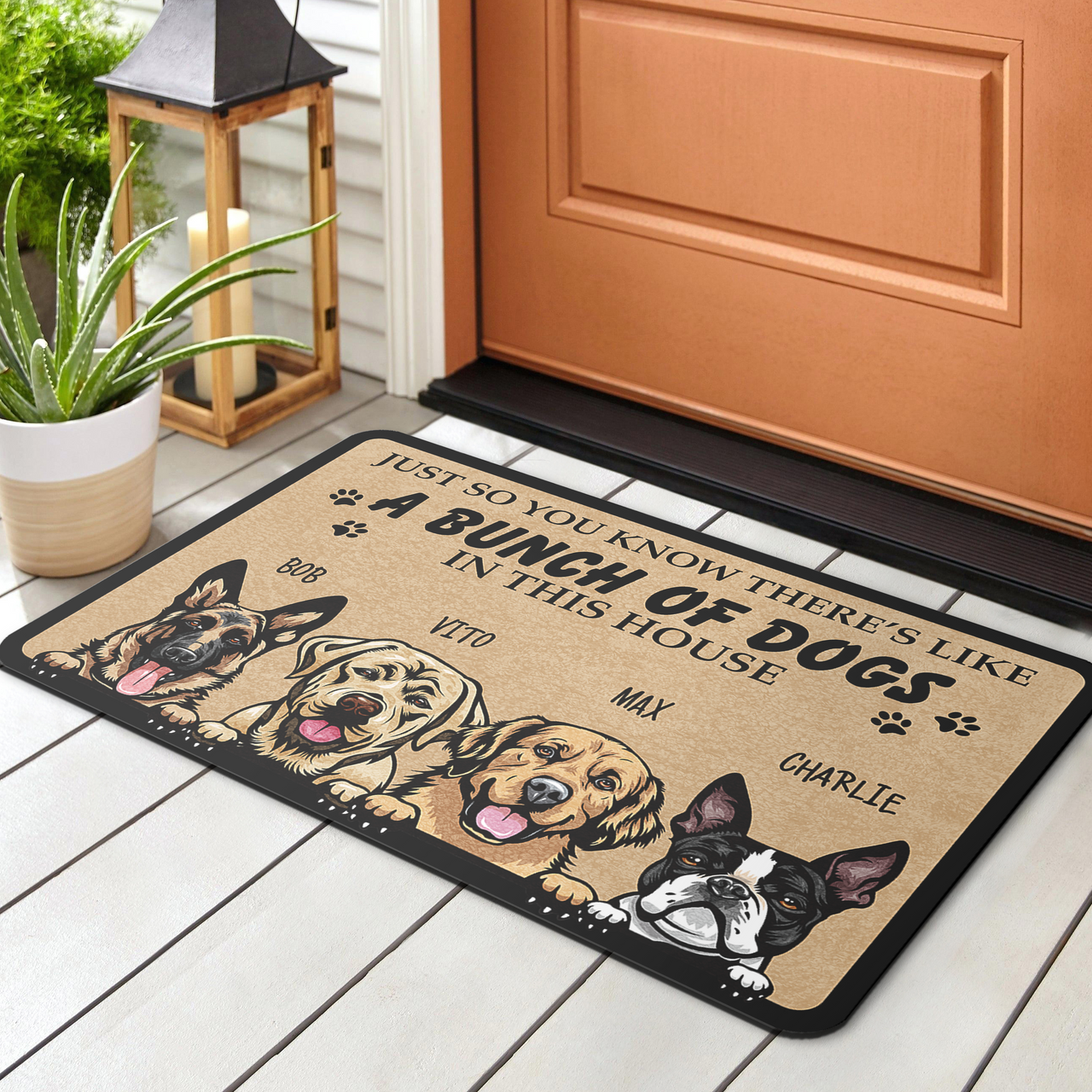 A Bunch Of Dogs In This House - Personalized Dog Doormat - Jonxifon