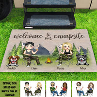 Thumbnail for Personalized Happy Campers Husband Wife And Dogs House Doormat, Gift For Camping Couple